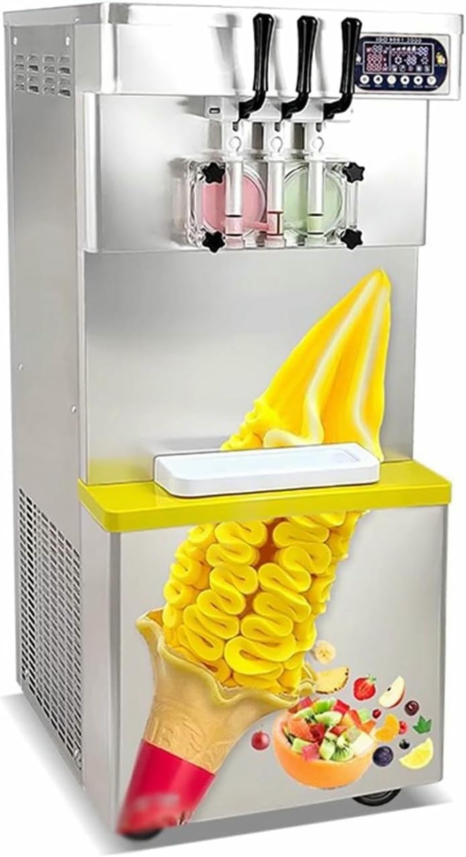 Ice Cream Maker Machine Transparent Body Vertical Commercial Ice Cream Machine Milk Tea Shop Dedicated 3-Color Soft Sweet