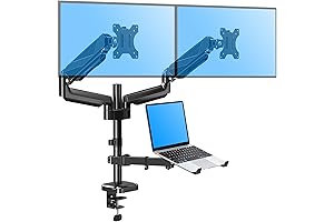MOUNTUP Triple Monitor Mount with Laptop Holder