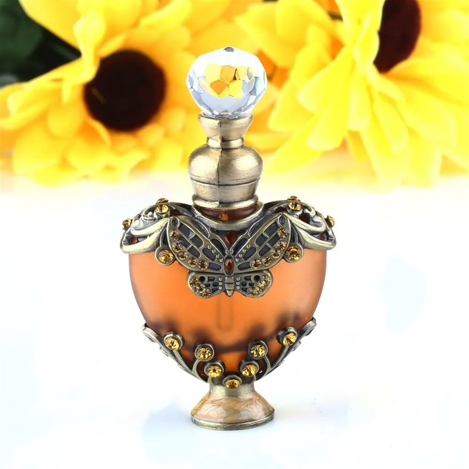 Atomizador de perfume, Botella de perfume 5ml Forma corazón Cristal Latón