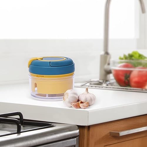 Miniatura 6 de Mini picadora de ajo, procesador de alimentos manual de cuerda de tirar, picador de verduras portátil de mano para verduras, frutas, ajo, cebolla,