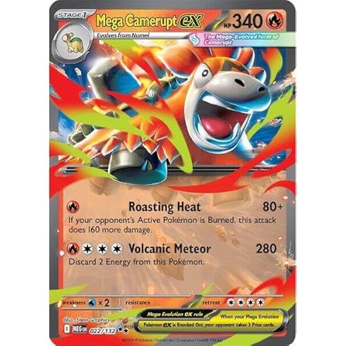 Pokemon - Mega Camerupt ex - 022/132 - ME01: Mega Evolution (MEG) - Double Rare - Single Card