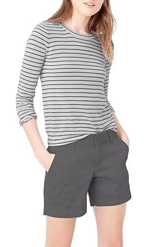 Hybrid & Company Womens Bermuda Walking Shorts Stretch 7 inch Inseam Super Comfy - 9 - Twill-charcoal