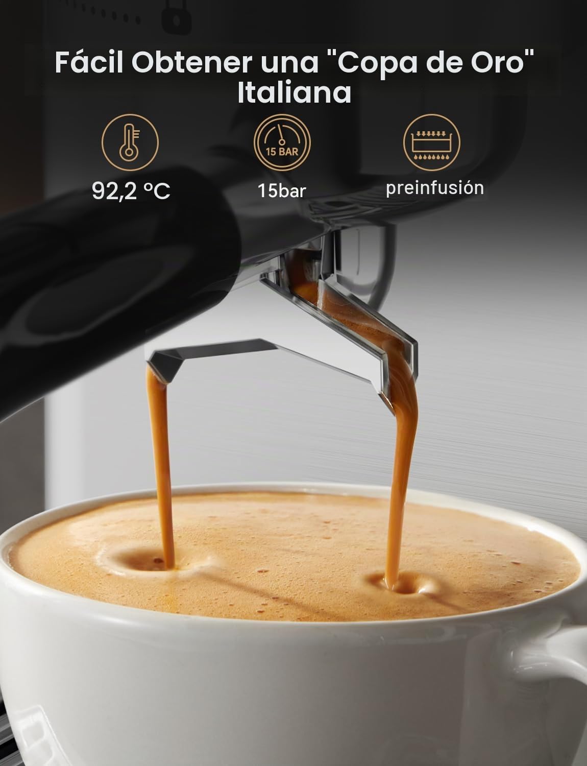 Neretva Cafetera Espresso Profesional de Acero Inoxidable Con Manómetro Visible & Molinillo Cafe Eléctrico Profesional 40 Niveles Precisión Molinillo Café