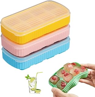 Small Ice Cube Silicone Trays with Lids, Mini Ice Cube Trays for Freezer 3 Pack, Tiny Ice Cubes Tray with Cover, Silicone Bottom PP Lid BPA Free, Easy-Release Reusable