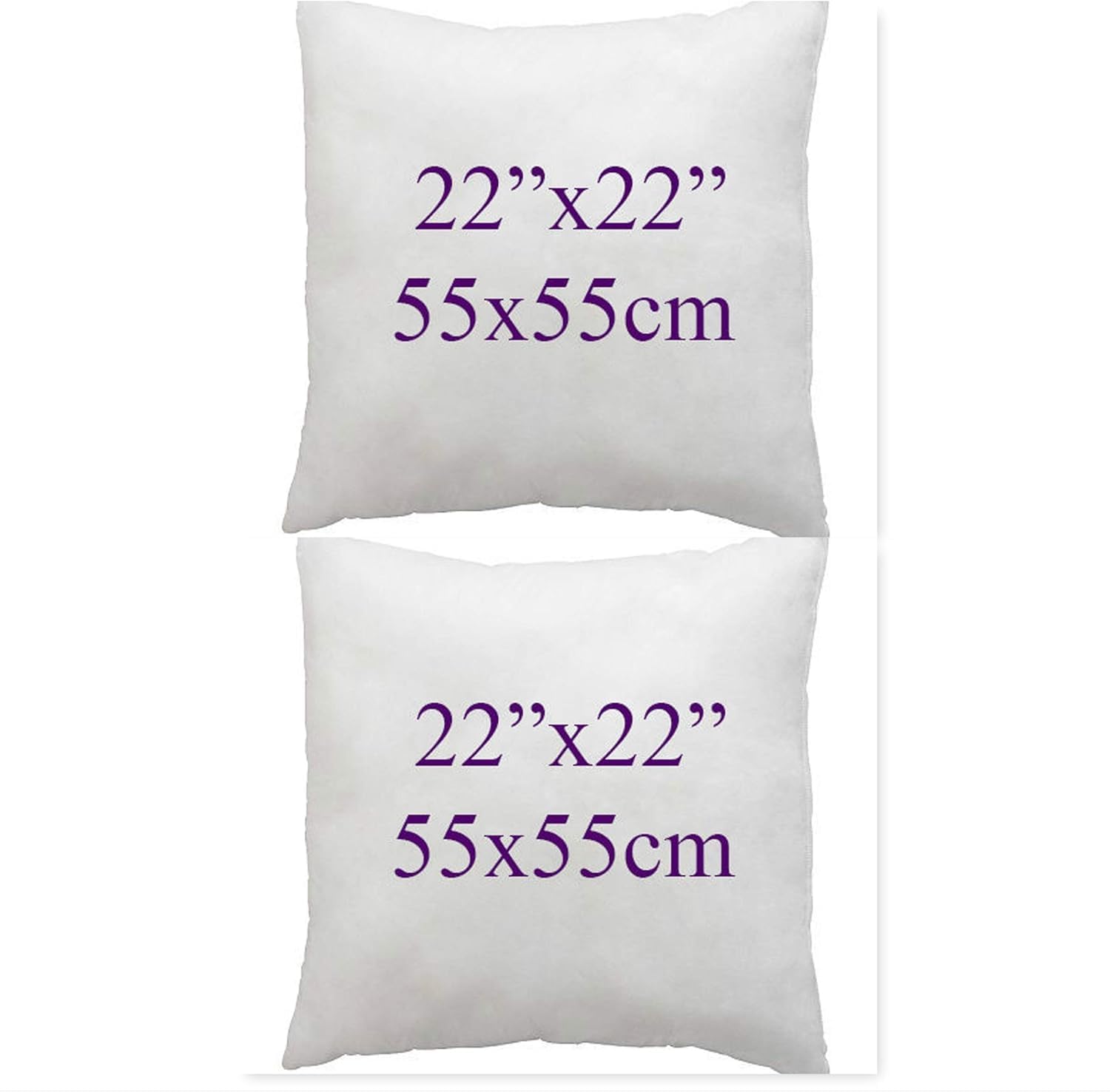 Le11 White Hotel Quality Hollow Fibre Cushion Pads, Inners, Inserts, Scatters In Multi Packs, Bounce Back Square Cushion Pads Available In 12" 14" 16" 18" 20" 22" 24" 26" 28" 30" (2, 22X22 (55X55cm))