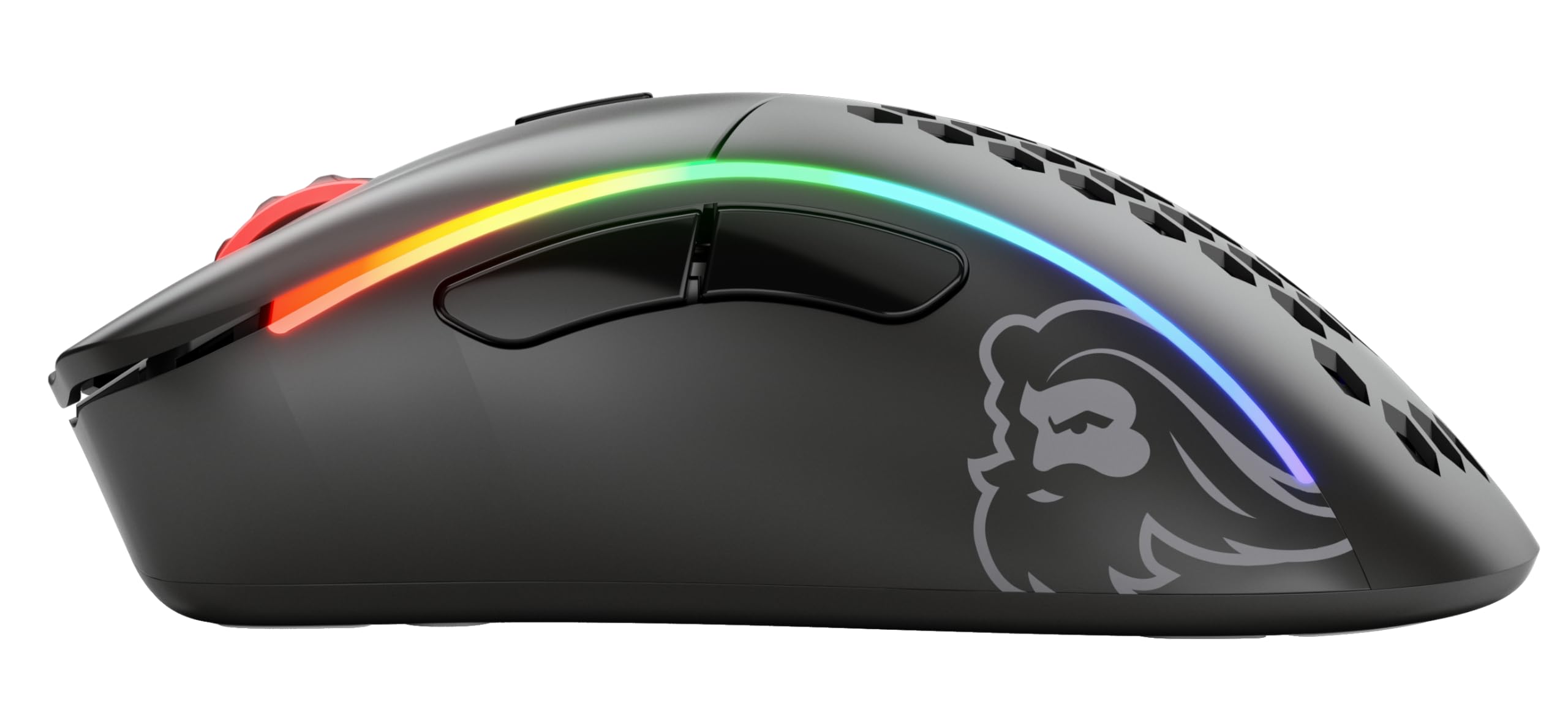 GLORIOUS Model D- Wireless Ratón Gaming Inalámbrico Ligero (Negro Mate) | Conectividad sin lag, sensor BAMF avanzado, batería de larga duración, deslizadores PTFE, formato colmena, iluminación viva