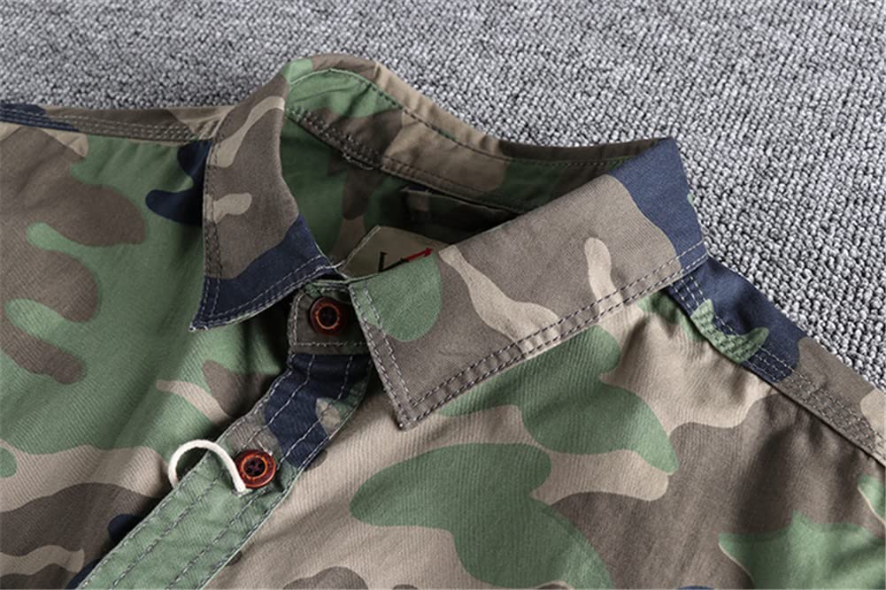 Vsadsau Camo1 Chemise cargo pour homme en plein air, randonnée, sport, militaire, décontracté, poche