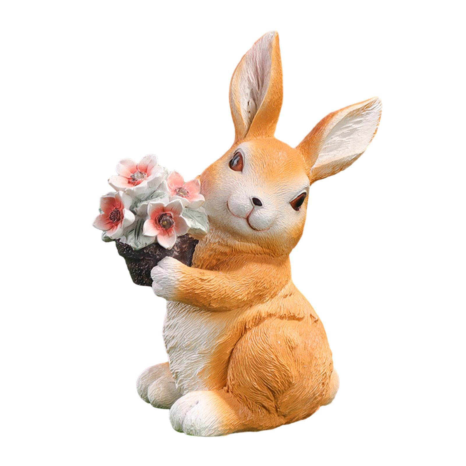 Mophrati Rabbit Statue Holding Flower Pot Decorative Garden Ornament For Creative Craft Outdoor Parties Gifts Garden Rabbit Sculpture Is With Craftsmanship