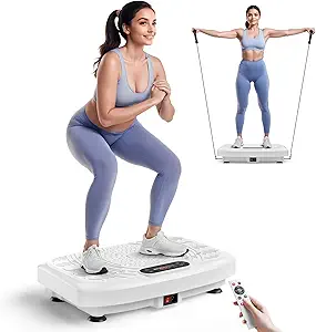 Vibration Plate Exercise Machine Weight Loss, Full Body Workout Vibration Plate Lymphatic Drainage, 199 Adjustable Speeds Power Shaping Vibrating Plate 450 Lbs Capacity Fitness Platform White