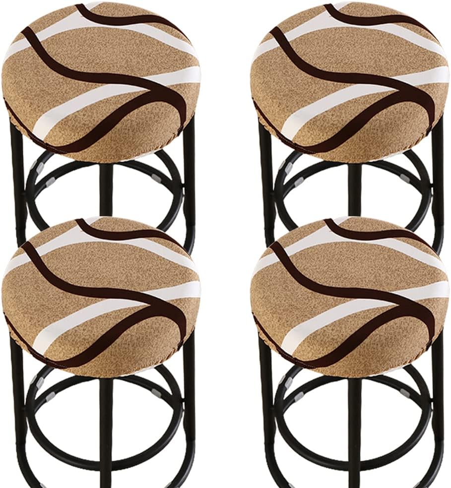 HFCNMY Stool Covers Round,4 Pack Stretch Round Bar Stool