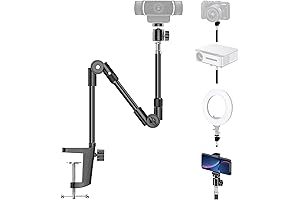 25'' Foldable Webcam Stand with Phone Holder & Table Projector mount