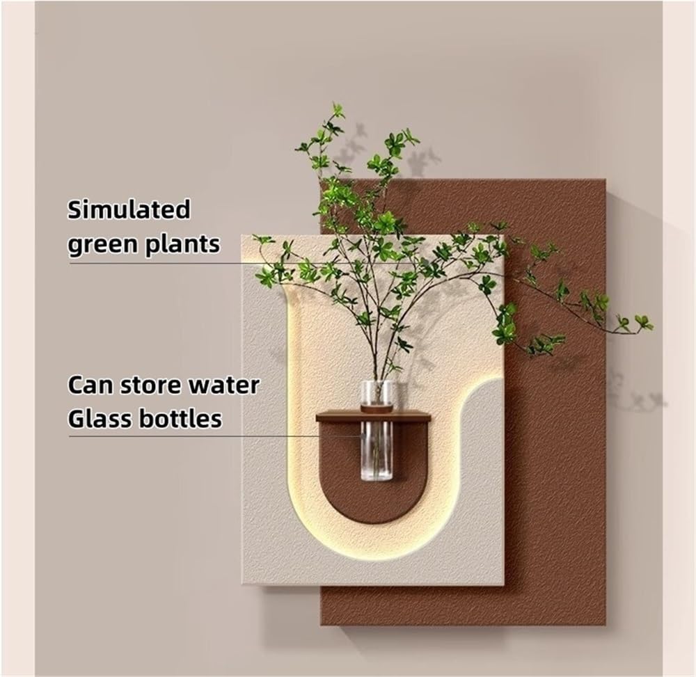 LED Sandstone Wall Decoration, Simulated Green Plant Decoration Painting, Art Decoration Sculpture, Suitable for Living Room, Bedroom, Entrance Hall, Corridor(Brown,35.4 * 43.3in)