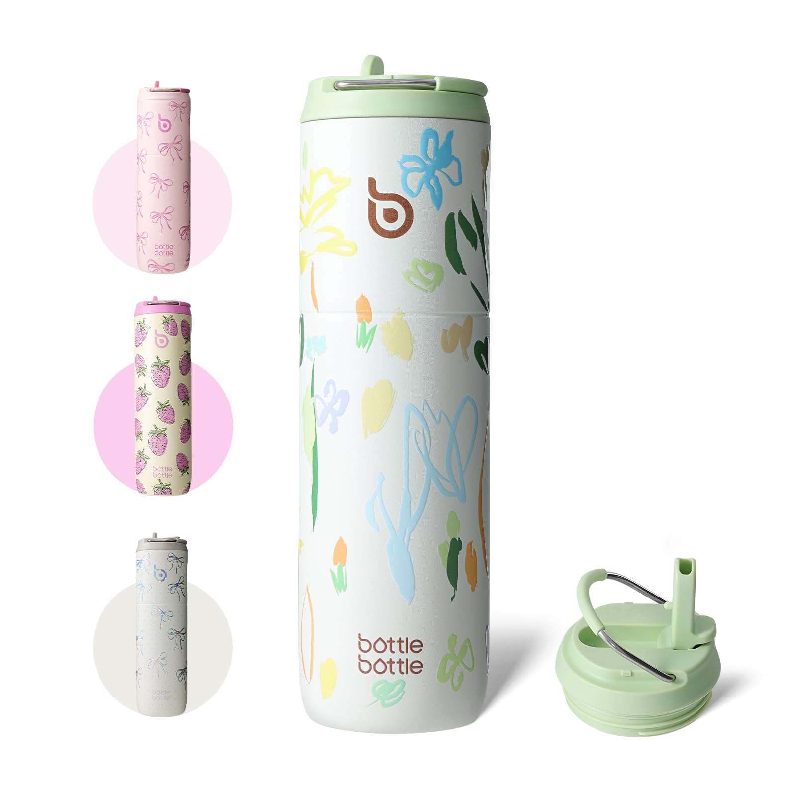 Bottle Bottle Stainless Steel Water Bottle 700ml with Straw and Lid Sports Insulated Metal Water Bottles with Handle(Eden Grove) โ image 1