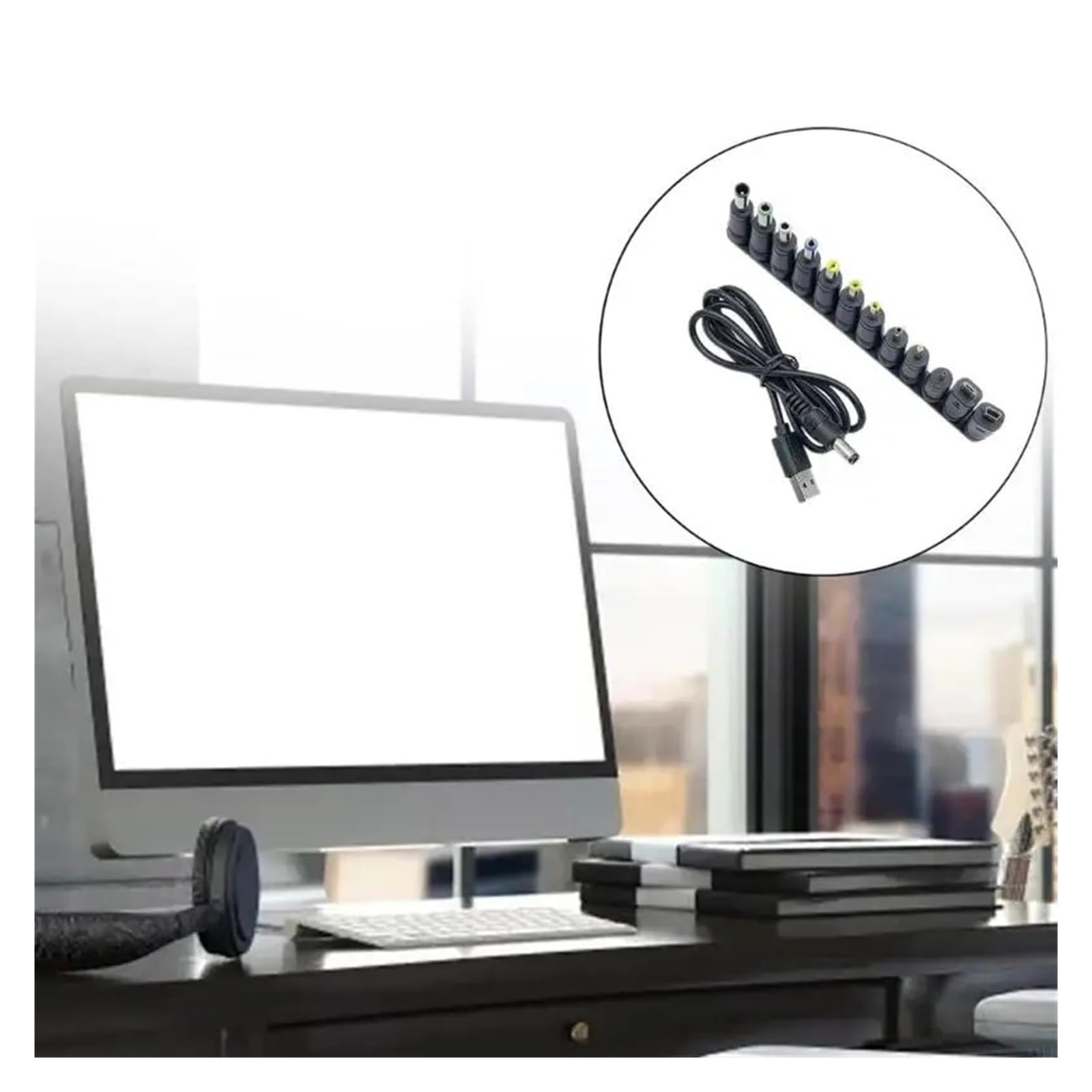Cable de carga USB a CC de 5,5 x 2,1 mm, 5 V, 12 puntas para caja de TV CCTV
