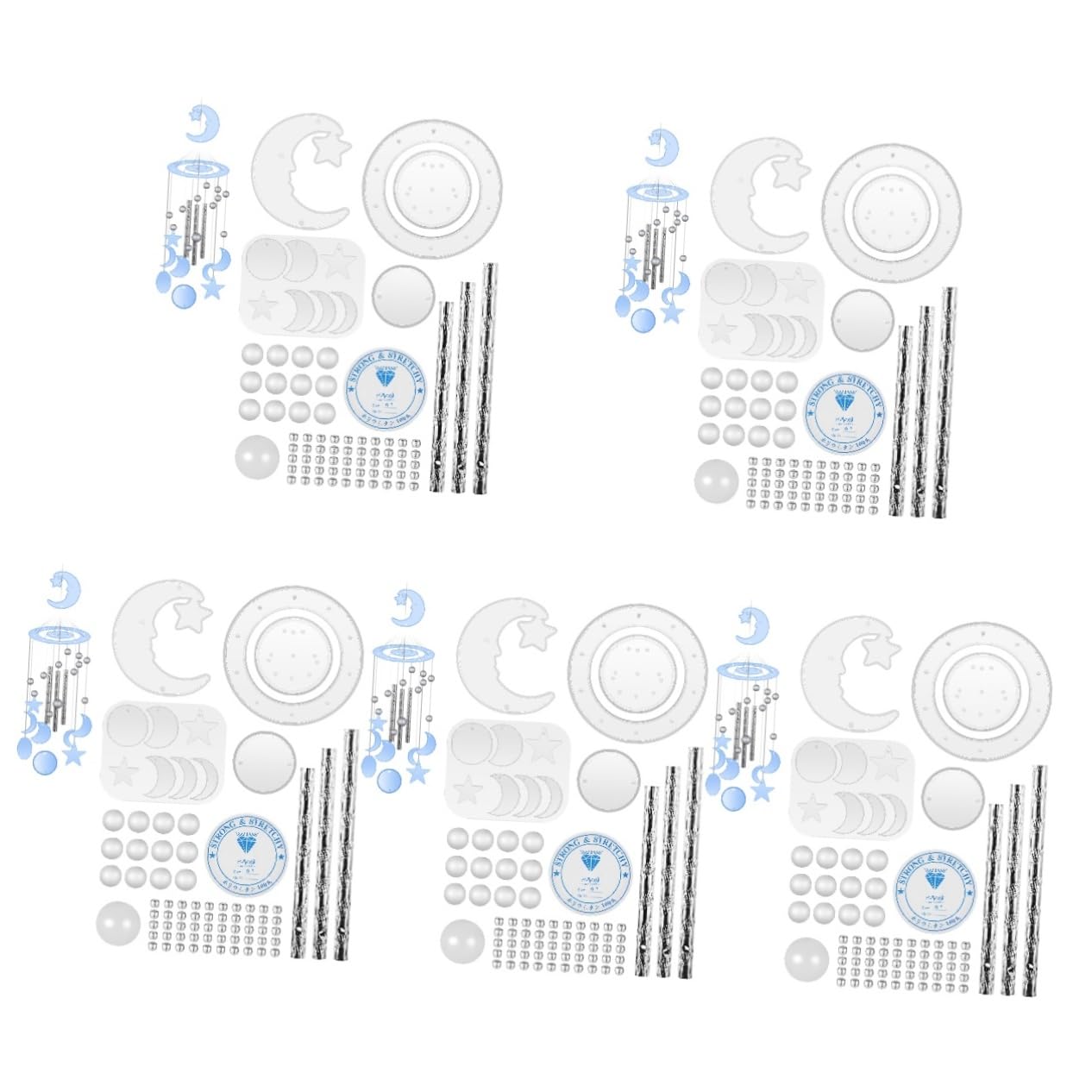 TEHAUX 5juegos Moldes De Silicona Para Crear Mobiles De Viento Kit De Epoxy Resin Instrucciones Inglés Materiales Para Manualidades y Suministros De