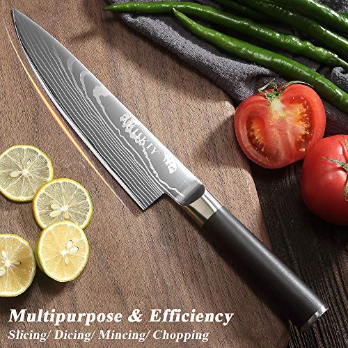 Professional Chef Knife 7 Inch, Japanese Kitchen Knife Made of German High Carbon Stainless Steel with Ergonomic Handle