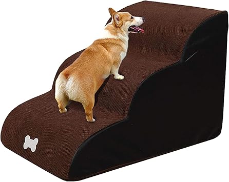 Amazon 22新式 犬の階段 ペット用品 ステップ 2段 3段 犬踏み台 小型犬 シニア犬 用ステップ 犬 ステップ 踏み台 ペットスロープ 階段 老犬介護用 高齢犬 怪我防止 滑り止め ドッグステップ スロープ 小型犬 猫用 ブラウン 3階 Amotong ステップ 通販