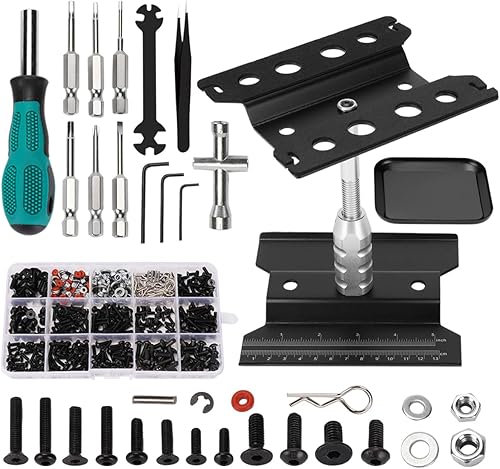 Miniatura 7 de Kimapeso Soporte de trabajo de reparación de automóviles a control remoto, 532 piezas, kit de herramientas RC, kit de destornilladores RC y palet de