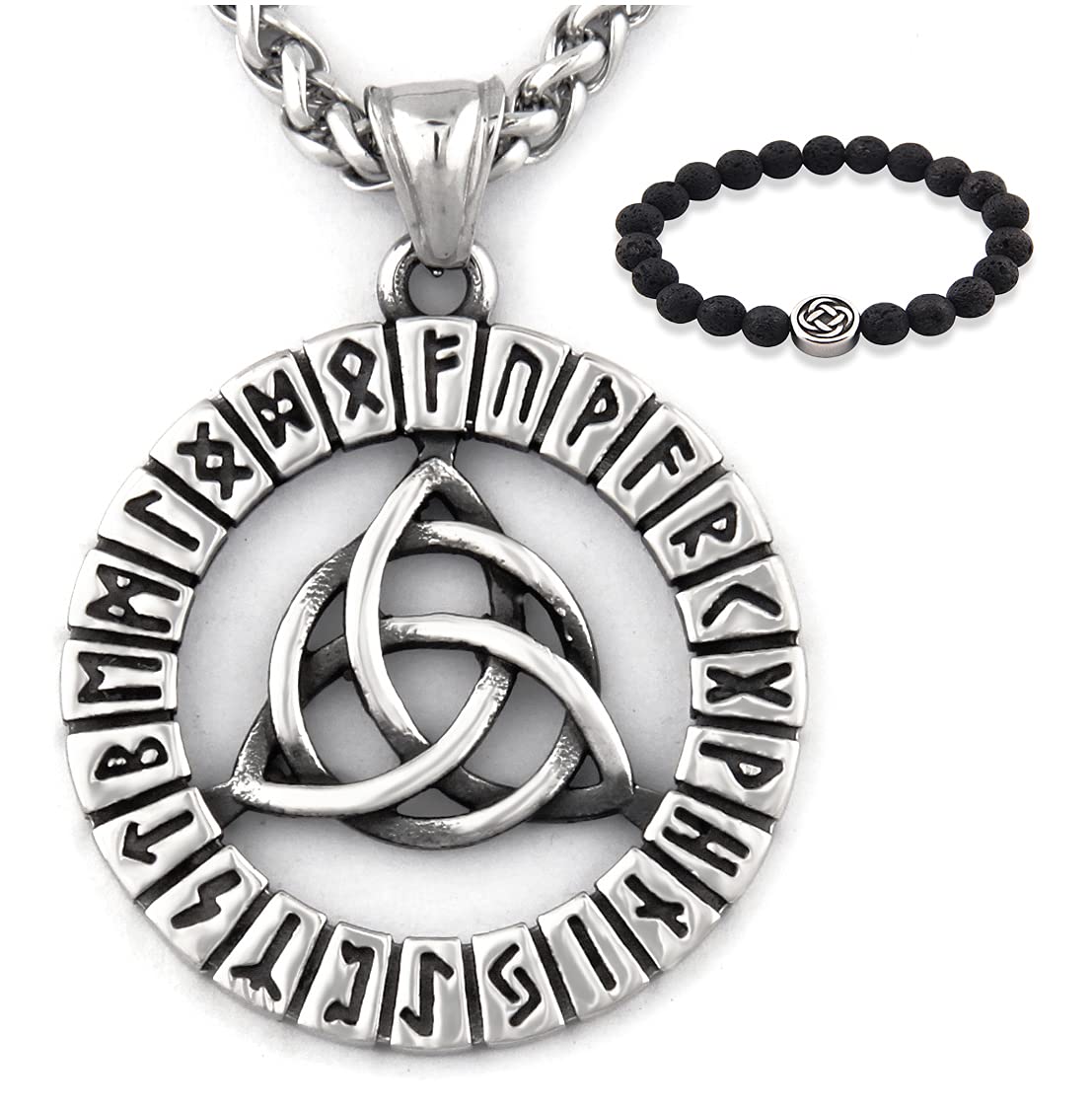 Gungneer Triquetra Pendant Celtic Knot Runes Necklace Stainless Steel Keel Chain Infinity Jewelry Talisman Amulet