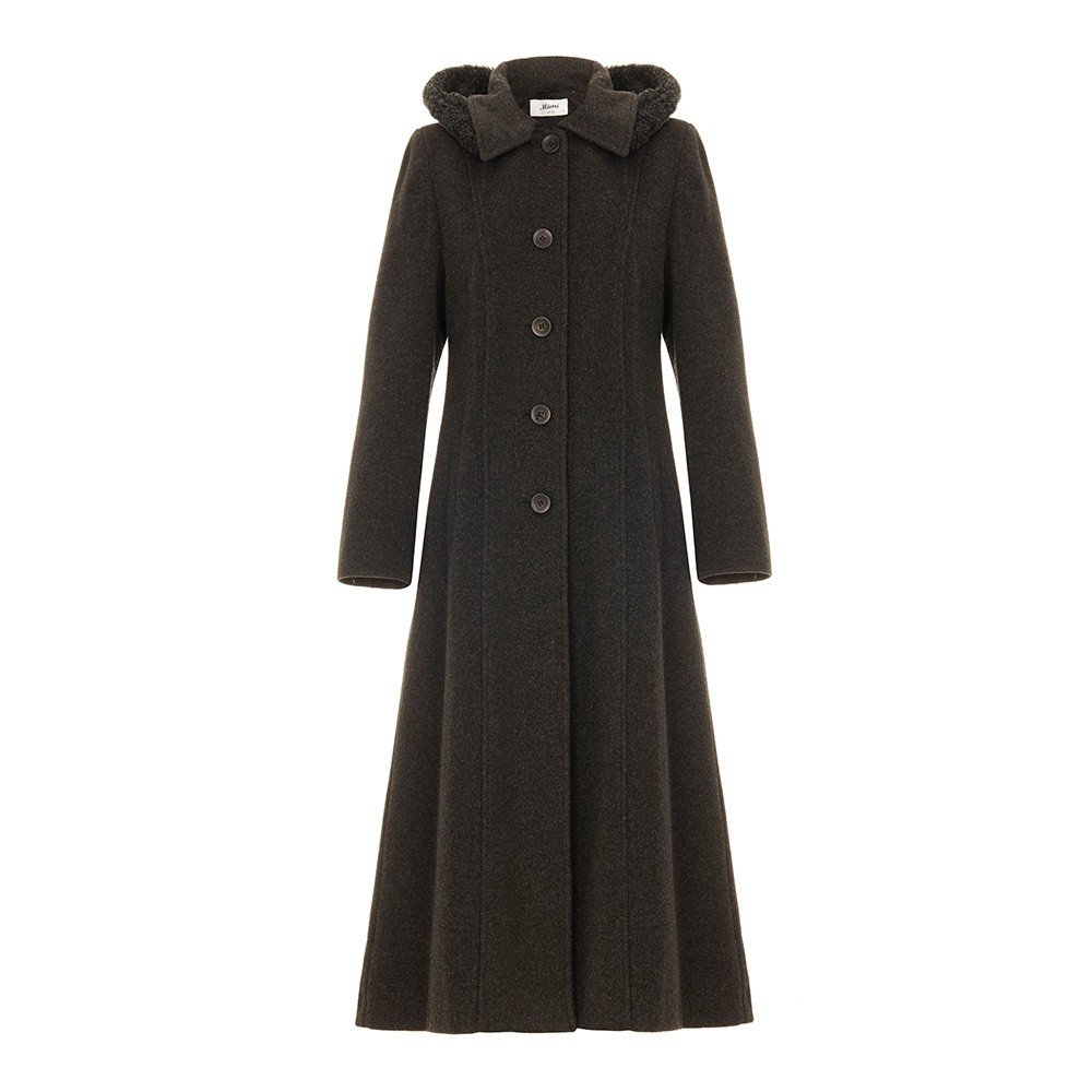 De La Crème - Grigio Scuro Single Breasted Pelliccia Staccabile Cappuccio Lana Inverno Trench Cappotto di Inverno Taglia UK 24 EUR 52 USA 20