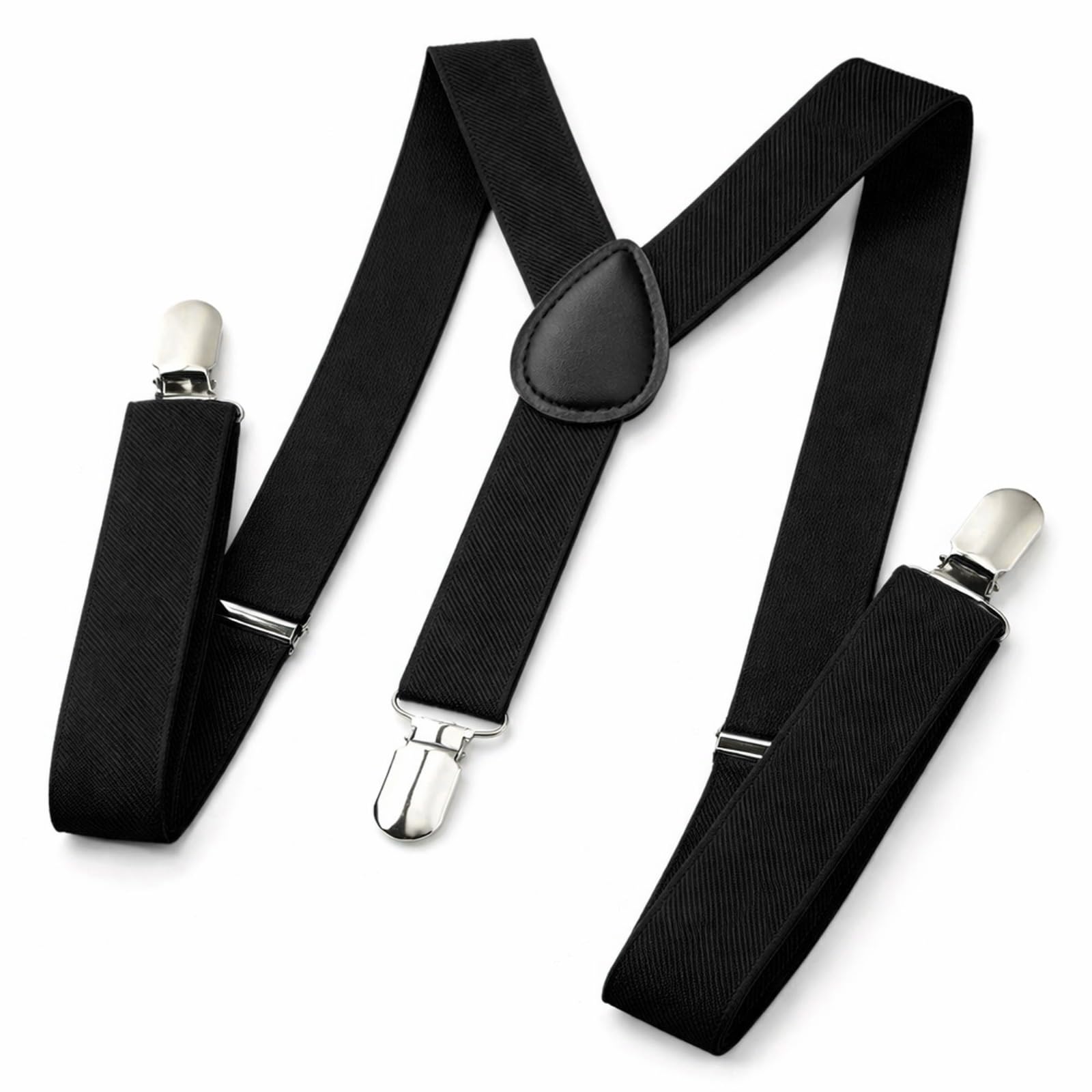 Gizelle Unisex Black Adjustable Braces Mens Womens Trouser Elastic Y-Back Suspenders Clipon (Black)