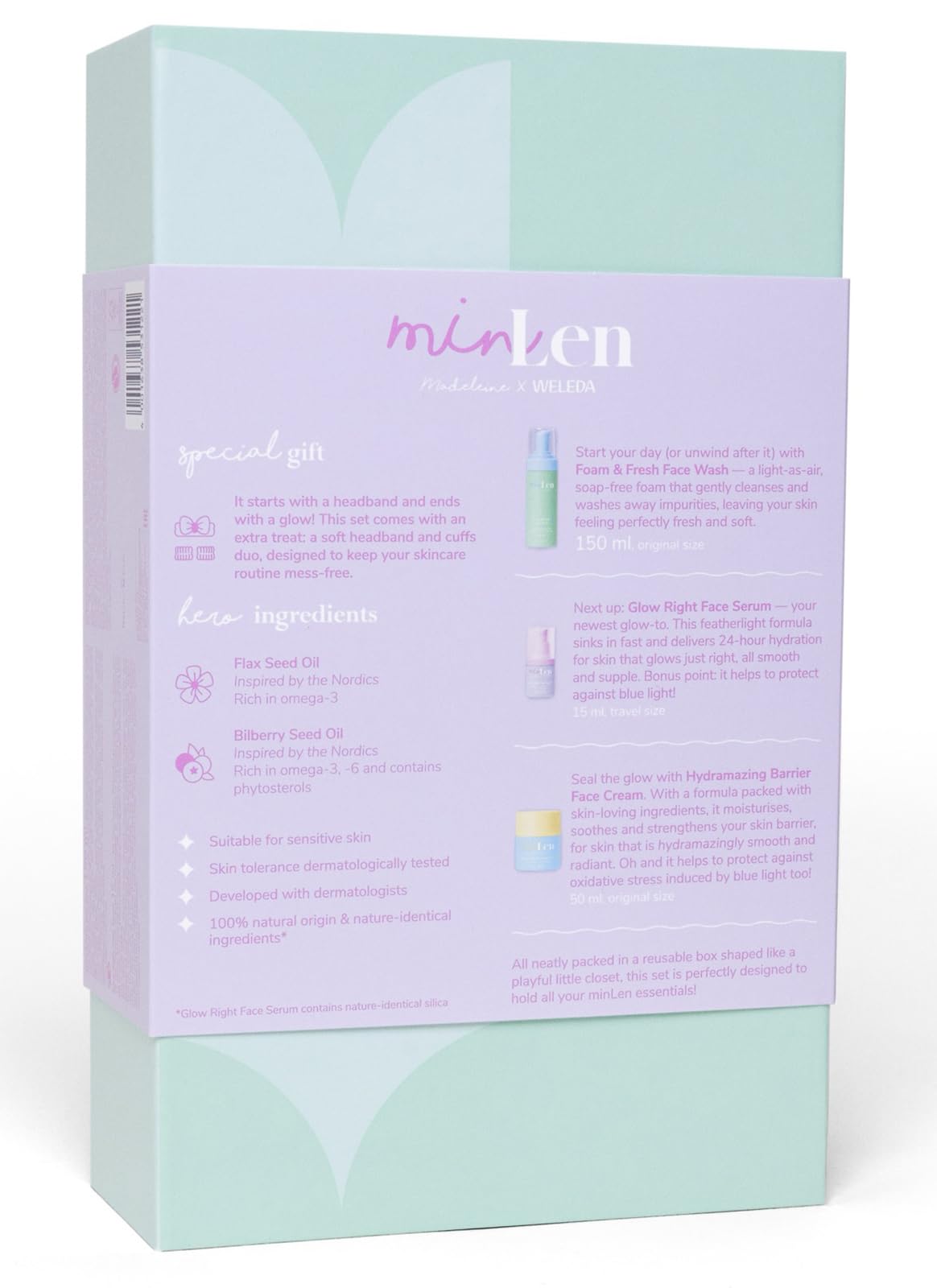 From Head to Glow Set Naturkosmetik Gesichtspflege Geschenkset für Kids & Tweens - Foam & Fresh Waschgel, Barrier Gesichtscreme/Feuchtigkeitscreme & Travelsize Glow Right Face Serum (vegan)