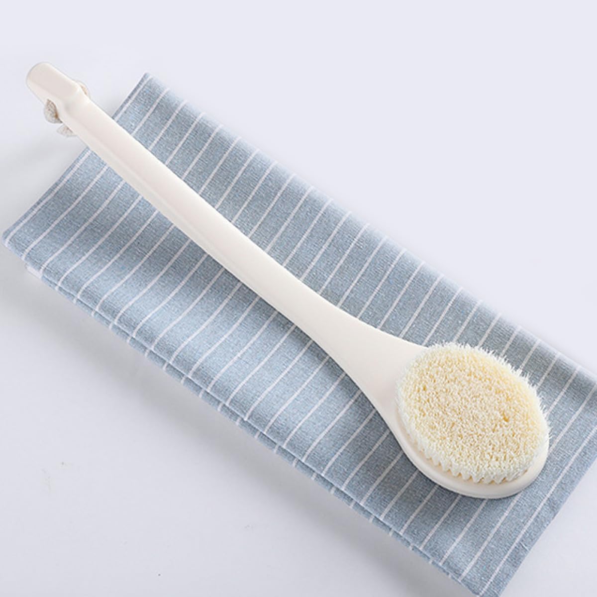 MAGICLULU Long Handle Back Scrubber Bath Brush with Soft Bristles, White Body Shower Brush for Exfoliation and Skin Cleaning, Suitable for Wet and Dry Use
