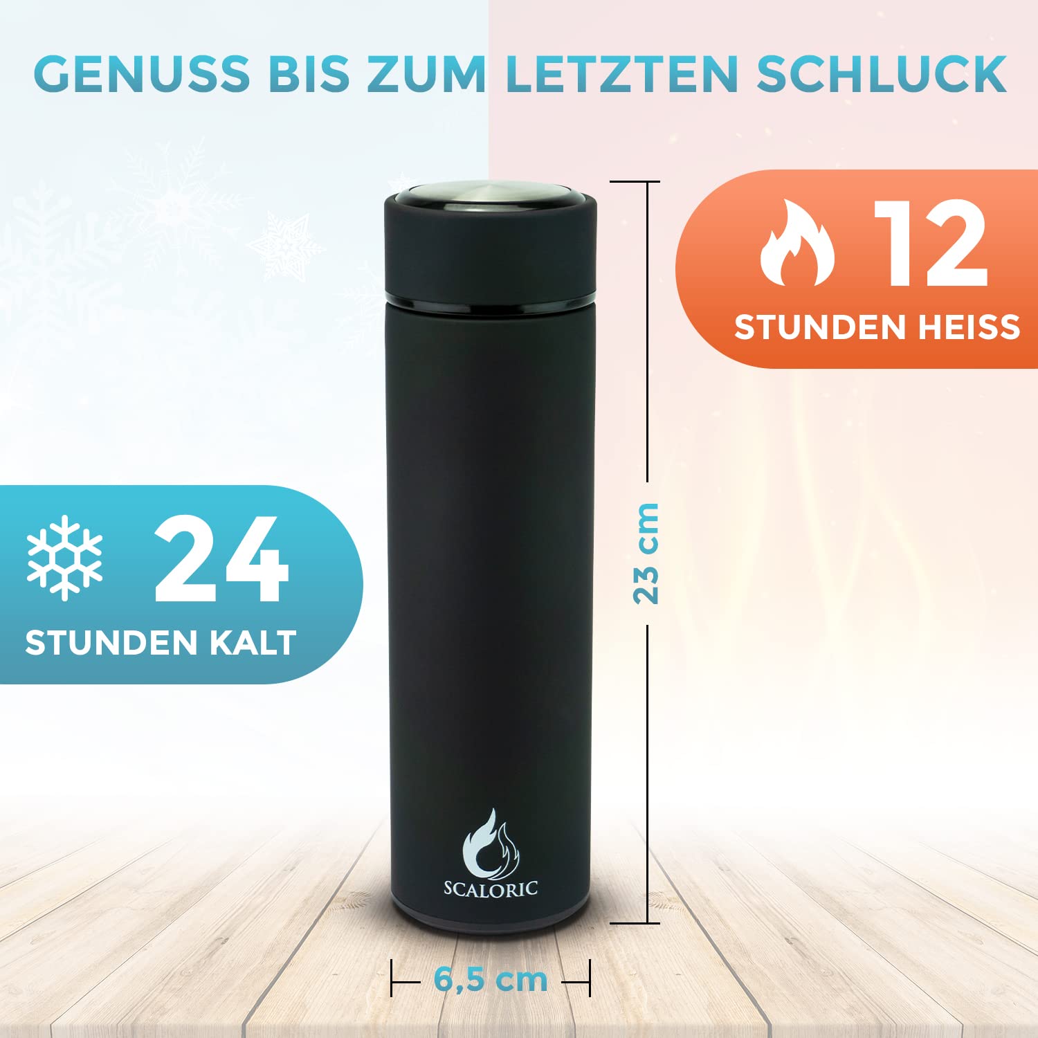 Thermos Flask 400 ml, Stainless Steel Drinking Bottle, Includes Strainer for Tea, BPA Free, Leak-proof, for Sports School - Image 4