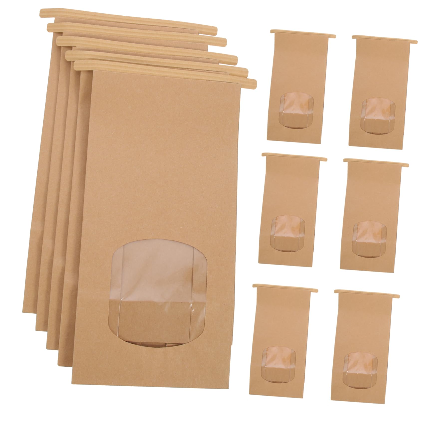 Sacchetti di Biscotti in Carta Kraft Finestra Trasparente, 100 Pezzi Chiusura Facile e Linguette Metalliche, per Confezionare Dolci e Snack Natalizi