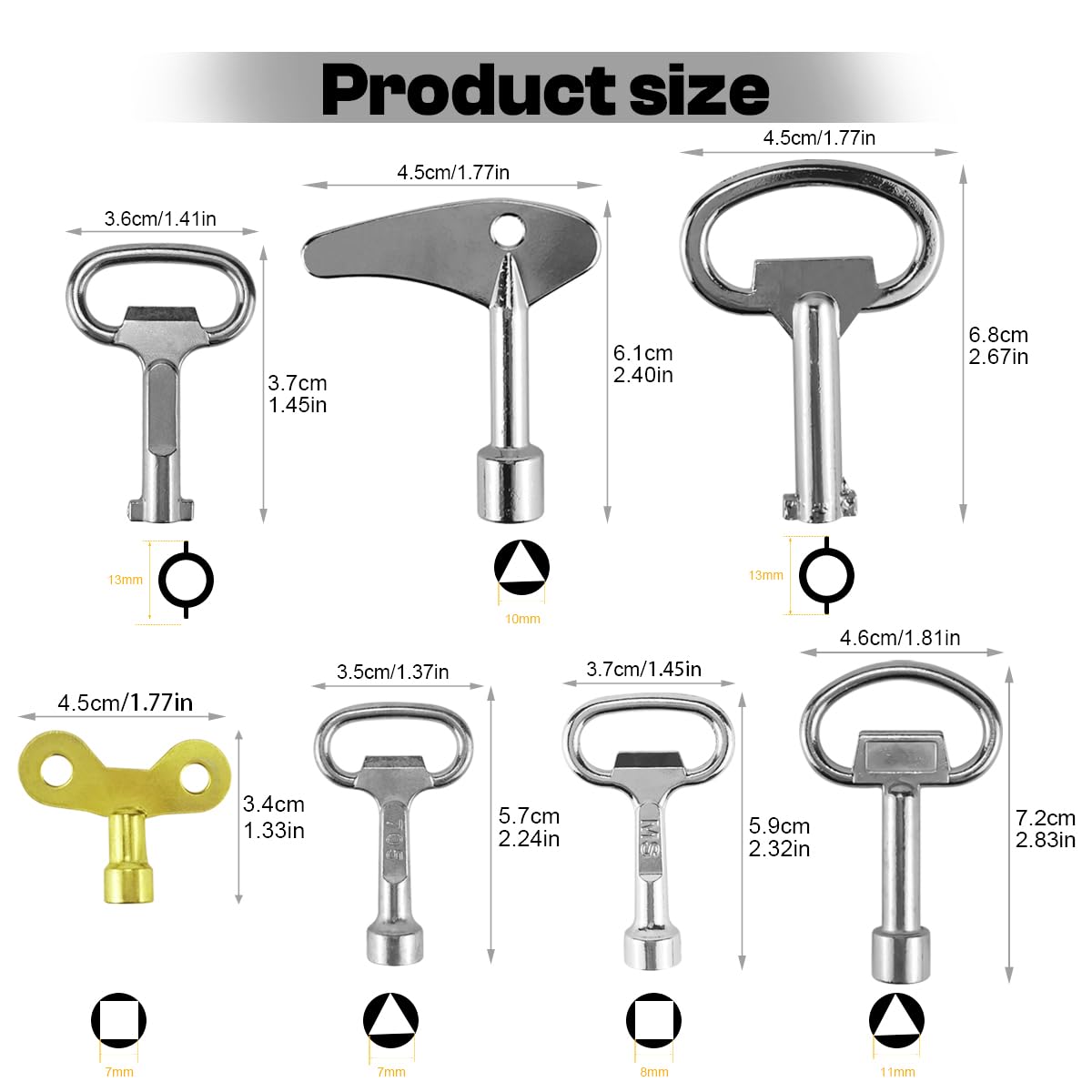 Set 9 Chiavi Universali Per Rubinetti E Contatori - Chiave A Croce, Triangolare E Rotonda - Per Idraulici E Emergenze Domestiche - Foto 14