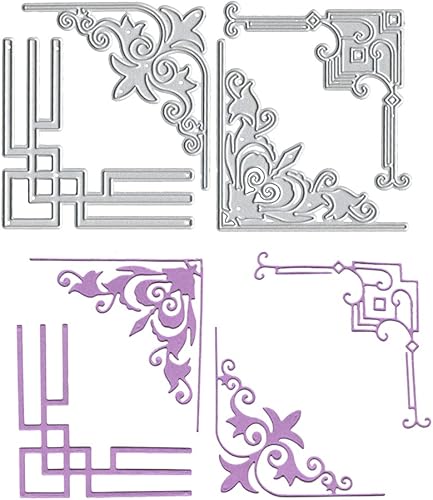 4 troqueles de corte de metal para marco de ventana, troqueles cuadrados de metal de flores para hacer tarjetas, plantillas de troqueles en relieve,