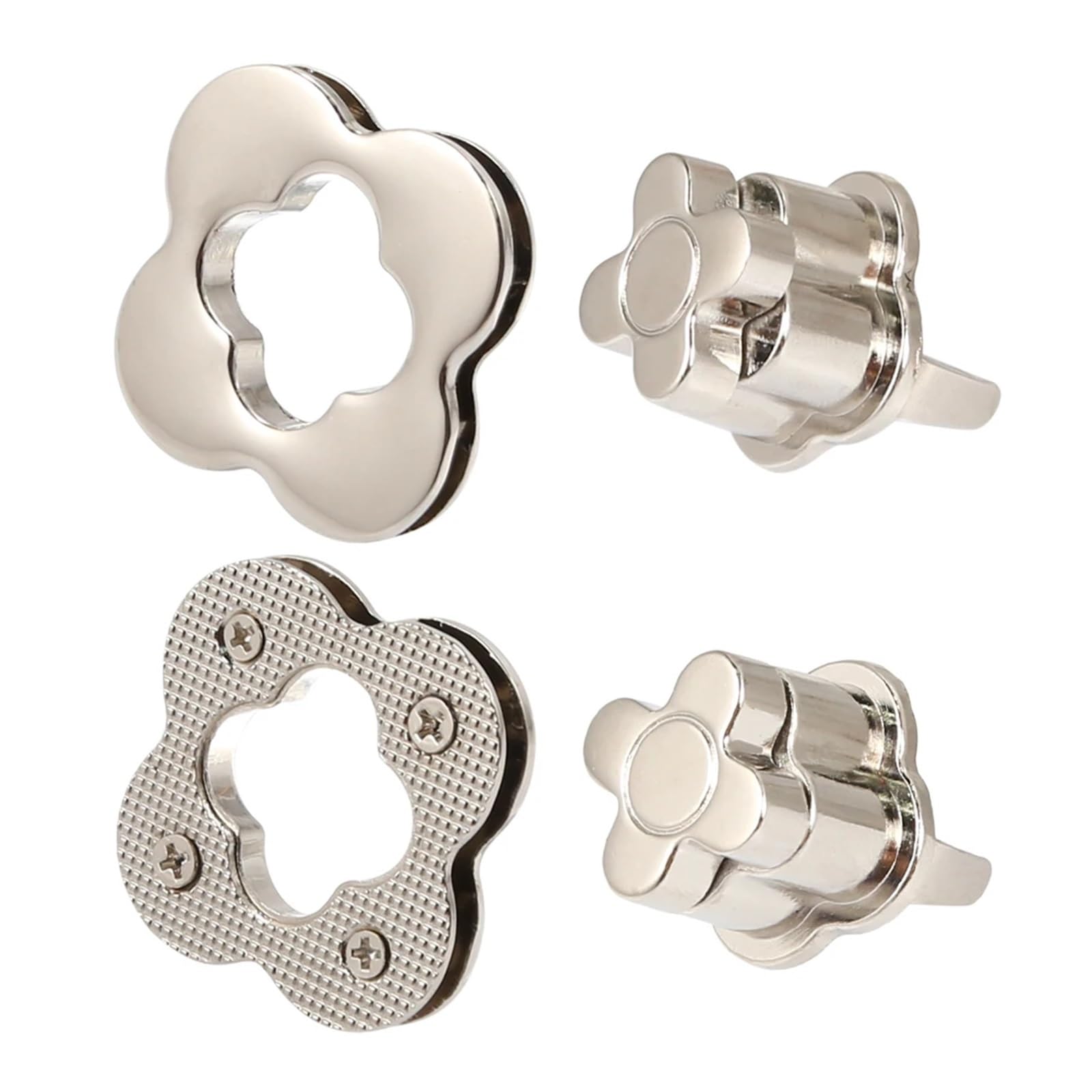 PVUVTNAHW 5pcs 3.5CM Metal Flower Shape Turn Lock Twist Clasp For Leather Craft Women Bag Handbag Shoulder Purse(Silver)