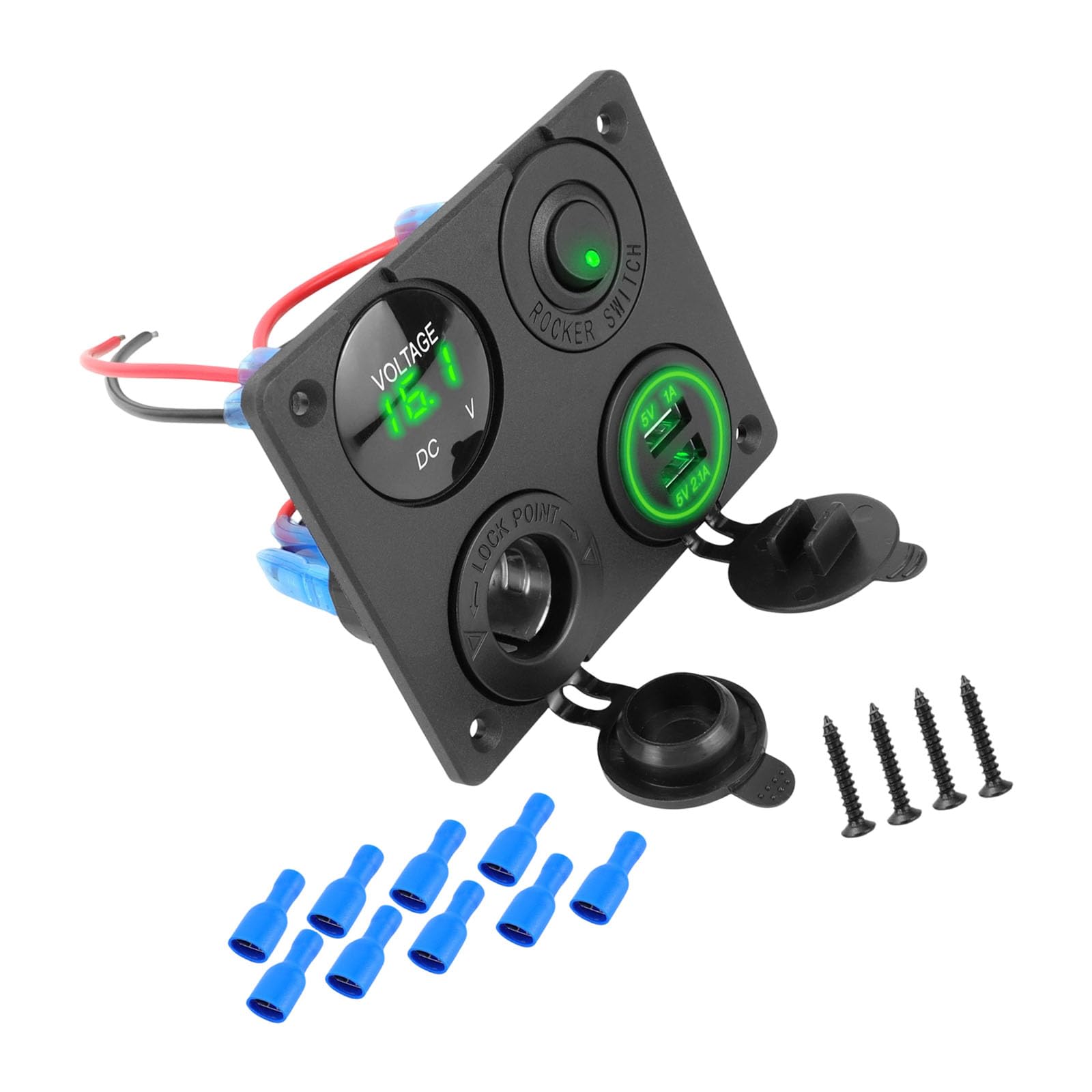 ordinarYone Automotive Power Outlet With Meter And Waterproof Toggle For Vehicles And Motorcycles