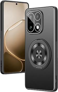 for OnePlus 15 Case with Kickstand & Camera Lens Protector, Matte Anti-Fingerprint Shockproof Soft Frame Hard Back Cover Black, OnePlus 15