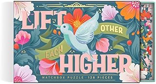 Galison Lift Each Other Higher 128 Piece Matchbox Puzzle - 128 Piece Jigsaw Puzzle highlighting The Floral Artwork of Gia Graham, Giftable Foil Stamped Matchbox-Style Box, Makes for a Unique Gift!