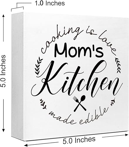 Miniatura 2 de LVQHI Letrero de bloque de madera de la cocina de mamá, divertido letrero de cocina para estante de escritorio, letreros de cocina rústicos para