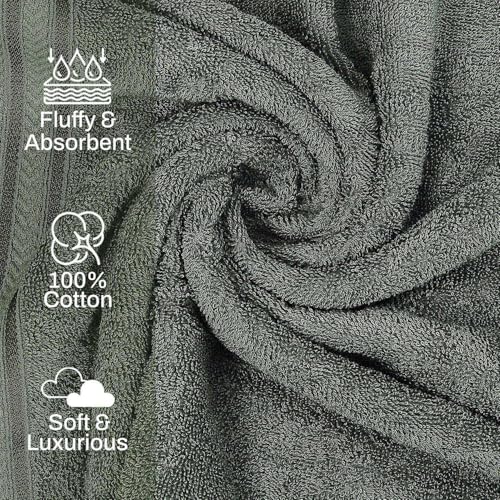 Image of Layers 100% Cotton Bath Towel | True Care Collection | 380 GSM Super Absorbent | Soft & Quick Dry | Shrink & Pill Resistant | Grey Solid Minimalist | 1 Piece for Men & Women | 60 x 120 cm