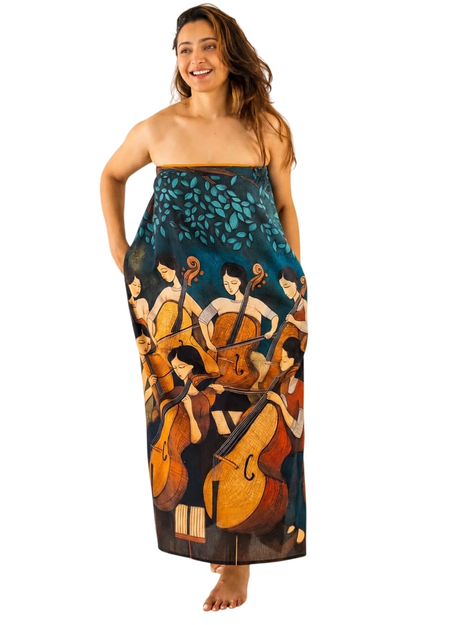 c sharp Symphony Orchestra 100% Cotton Off-Shoulder Long Dress for Women | Fine Embroidered Artwork Elevated Textured Finish Elegant Summer Maxi Dress-picture-40