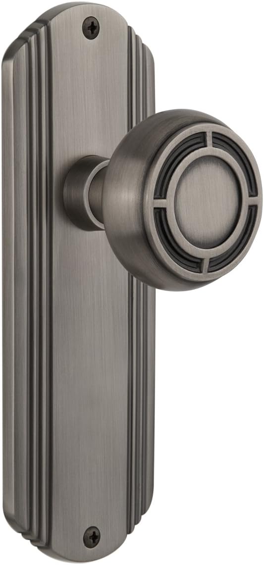 Nostalgic Warehouse Deco Plate with Mission Knob, Passage - 2.375", Antique Brass