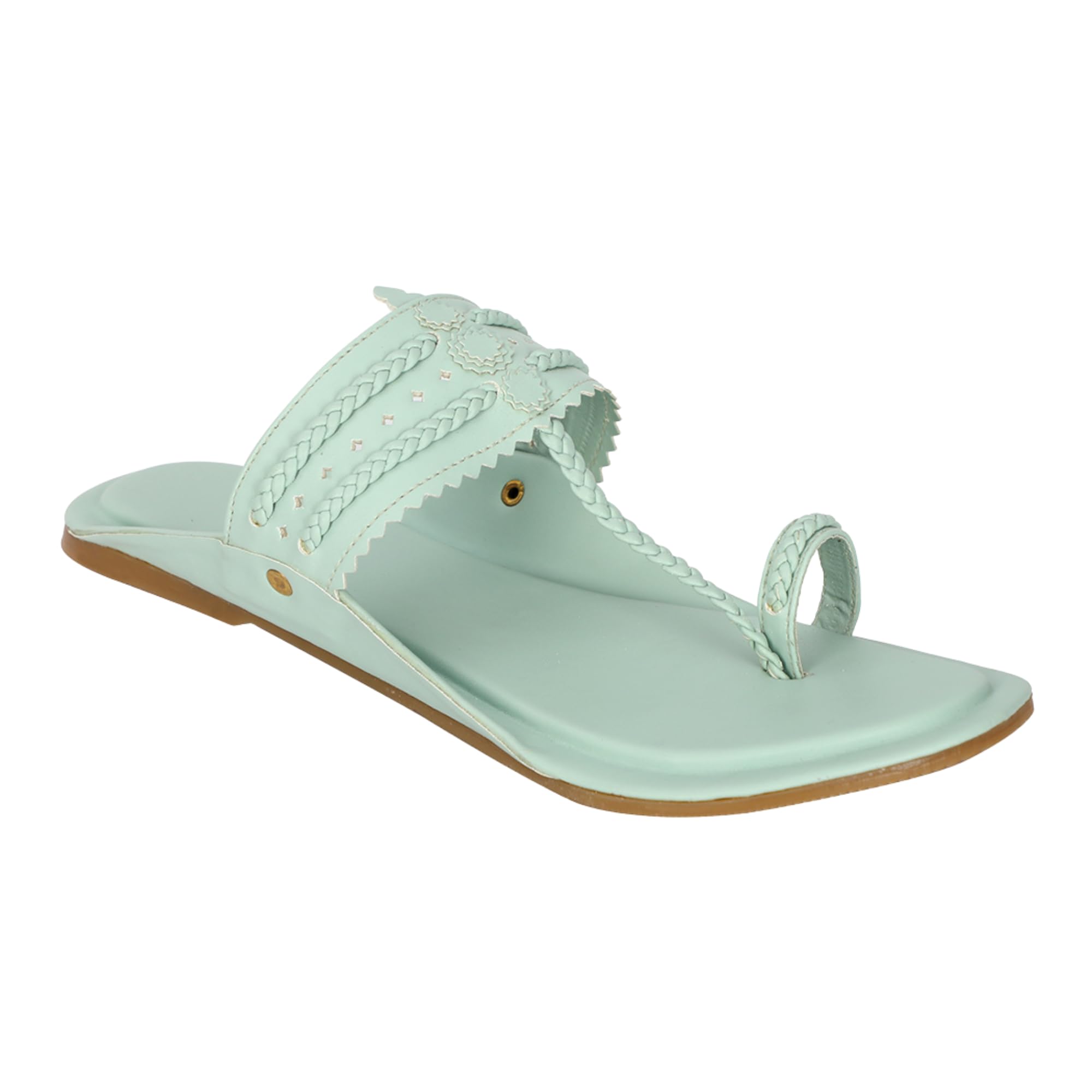 Braided Detail Leather One Toe Flats |-image-44