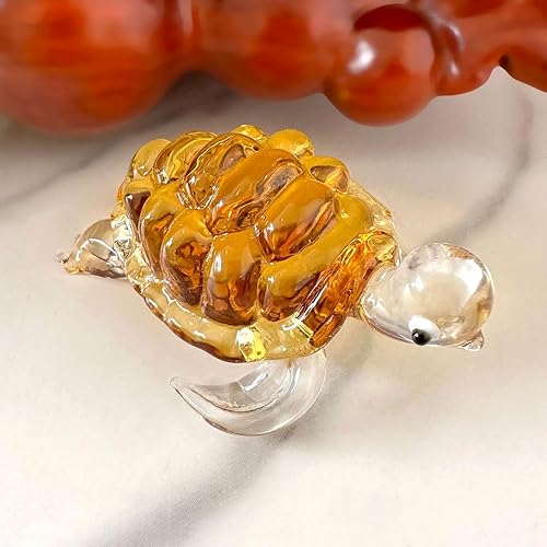 Miniatura 7 de Figura de tortuga marina de vidrio soplado a mano hecha a mano de cristal lindo animal artesanal pecera con adornos en miniatura, decoración del