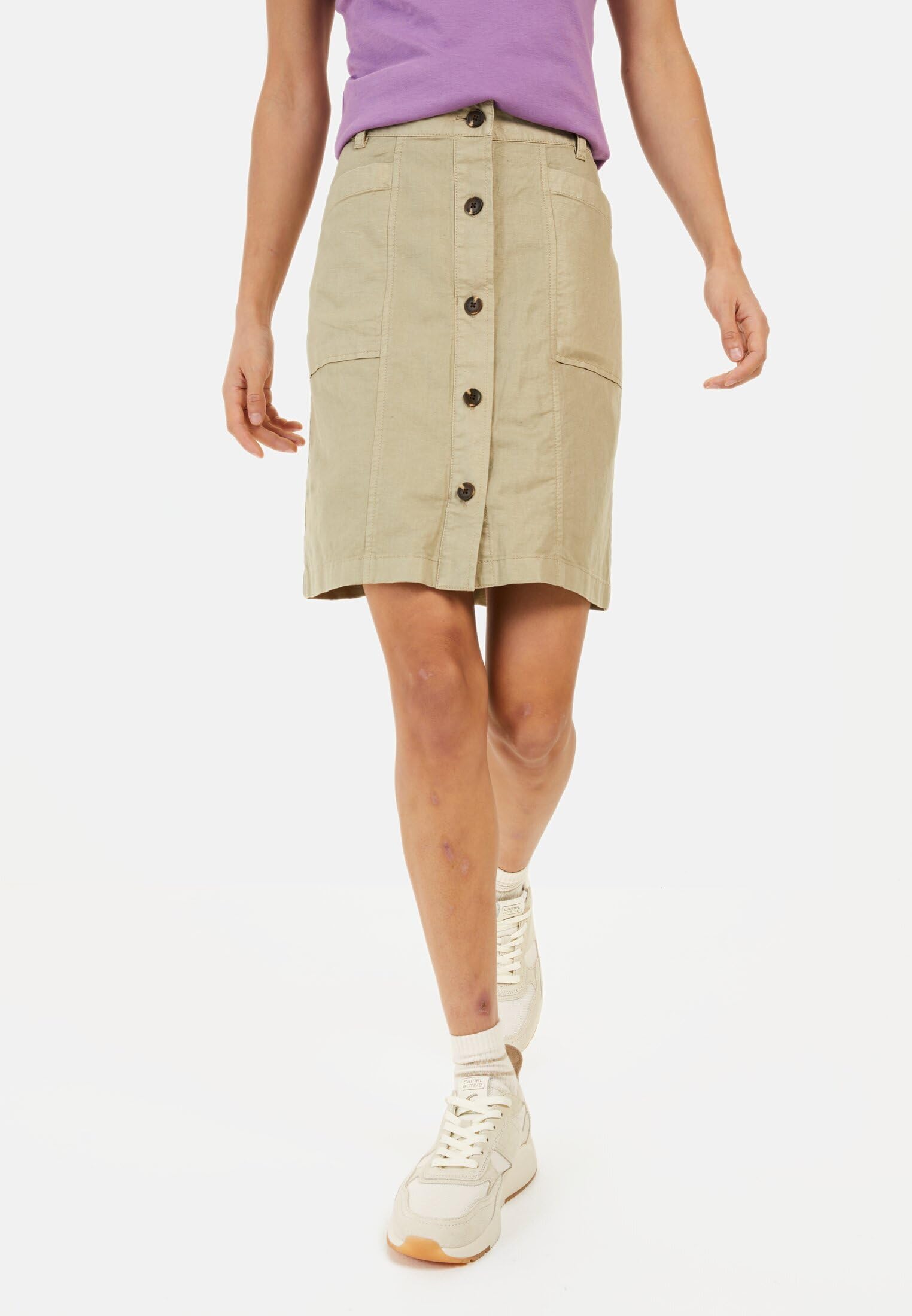 camel active Damen Rock aus einem Leinenmix