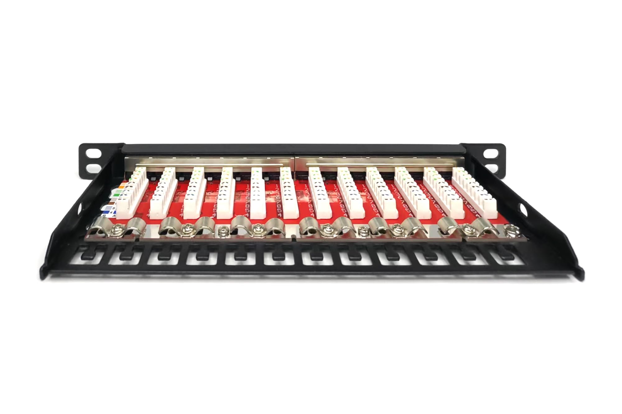 Panneau de Brassage Cat 6A, blindé, 12 Ports 1/2U, 10", Montage en Rack, Noir RAL 9005