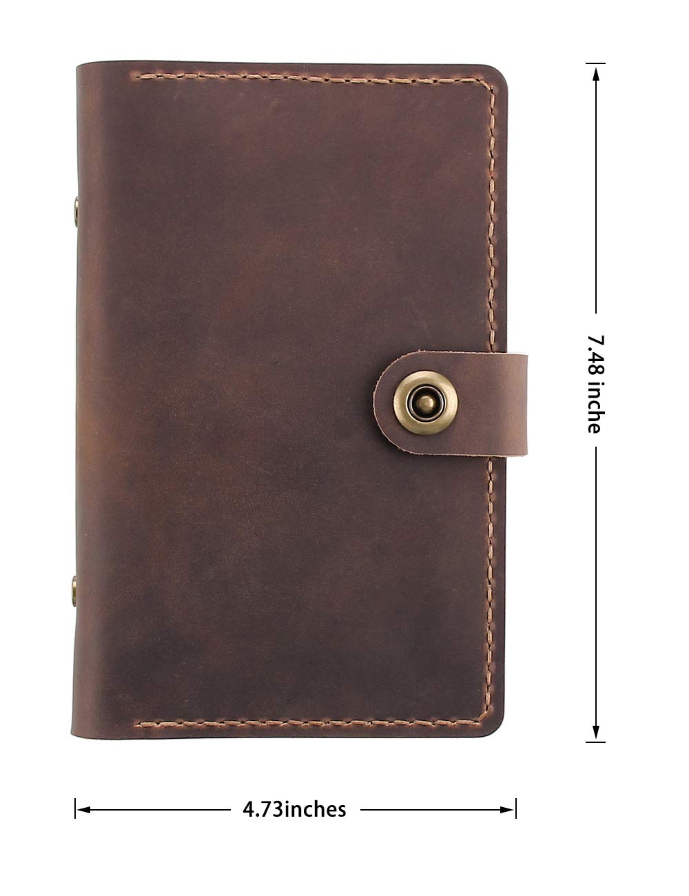 Cuaderno de piel con anillas recargables, 6 anillas de hojas sueltas y organizadores, diario de viaje A6 hecho a mano