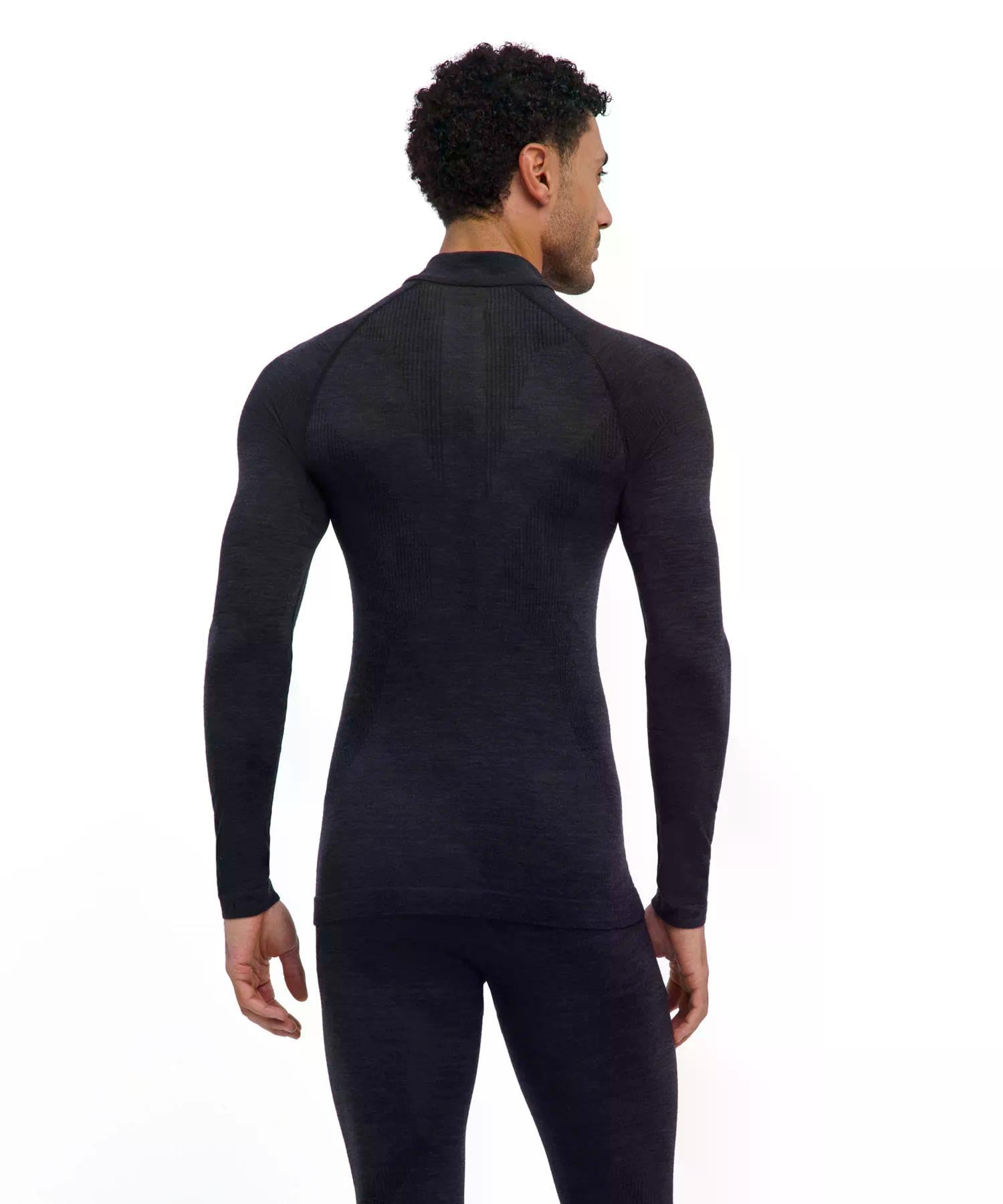 FALKE Mężczyźni Warstwa podstawowa (góra) Wool-Tech High Zip Neck M L/s Sh wełna materiał funkcjonalny szybkoschnące ciepłe 1 Sztuka, Czarny Black 3000, XXL