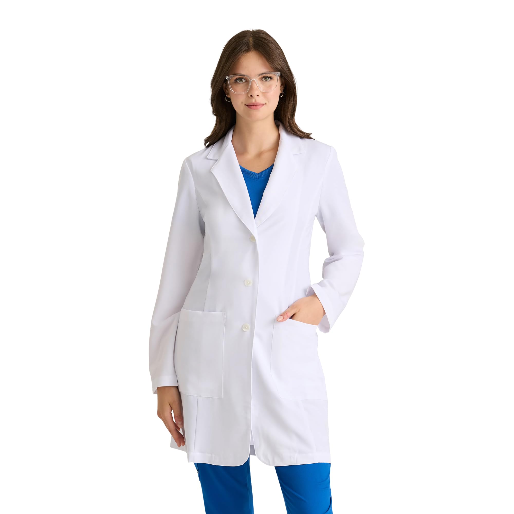 BARCO Grey's Anatomy Scrubs Signature - Morgan Lab płaszcz dla kobiet, profesjonalny płaszcz laboratoryjny z długim rękawem 89 cm