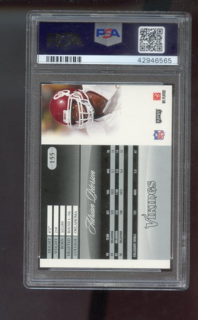 2007 Playoff Prestige #155 Adrian Peterson ROOKIE RC PSA 8 Graded Football Card NFL Minnesota Vikings