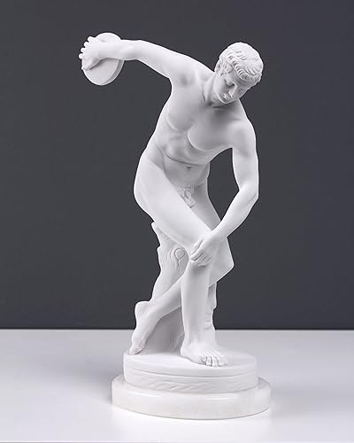 Miniatura 6 de The Ancient Home Lanzador de discotecas Estatua griega Grecia Mitología Escultura de un atleta olímpico Discobolus desnudo Hecho en Europa 7.9 in