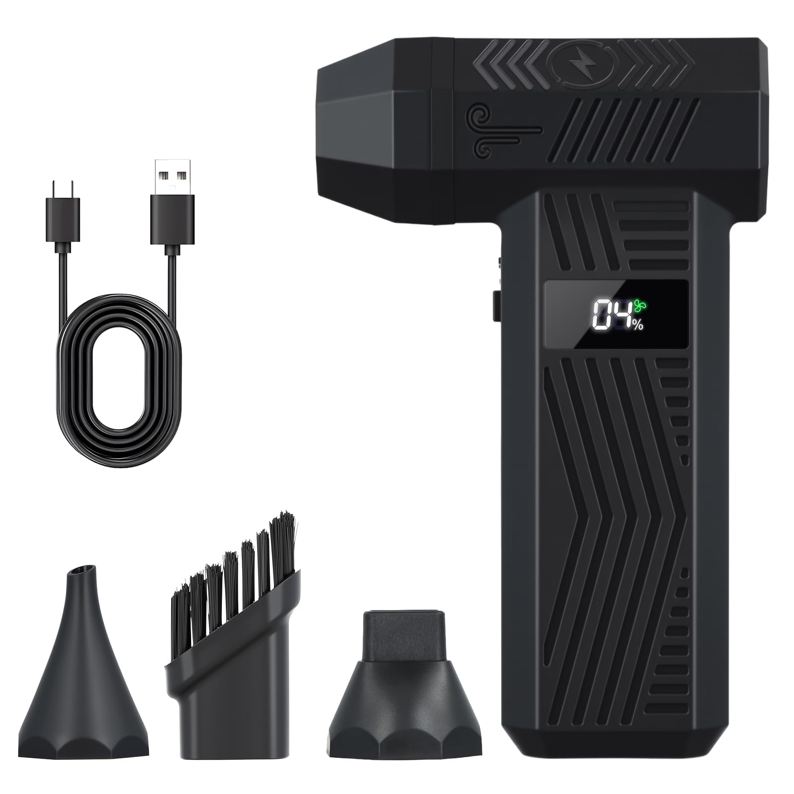 Longzhuo computer soffiatore elettrico, 200.000 giri al minuto, 4 velocità ​​ Eliminatore di polvere turbo ventilatore, adatto per computer, tastiere, automobili e pulizia domestica