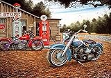 DIY 5D Diamond Painting by Number Kits, Diymood Painting Retro Motorcycle Red Blue Paint with...